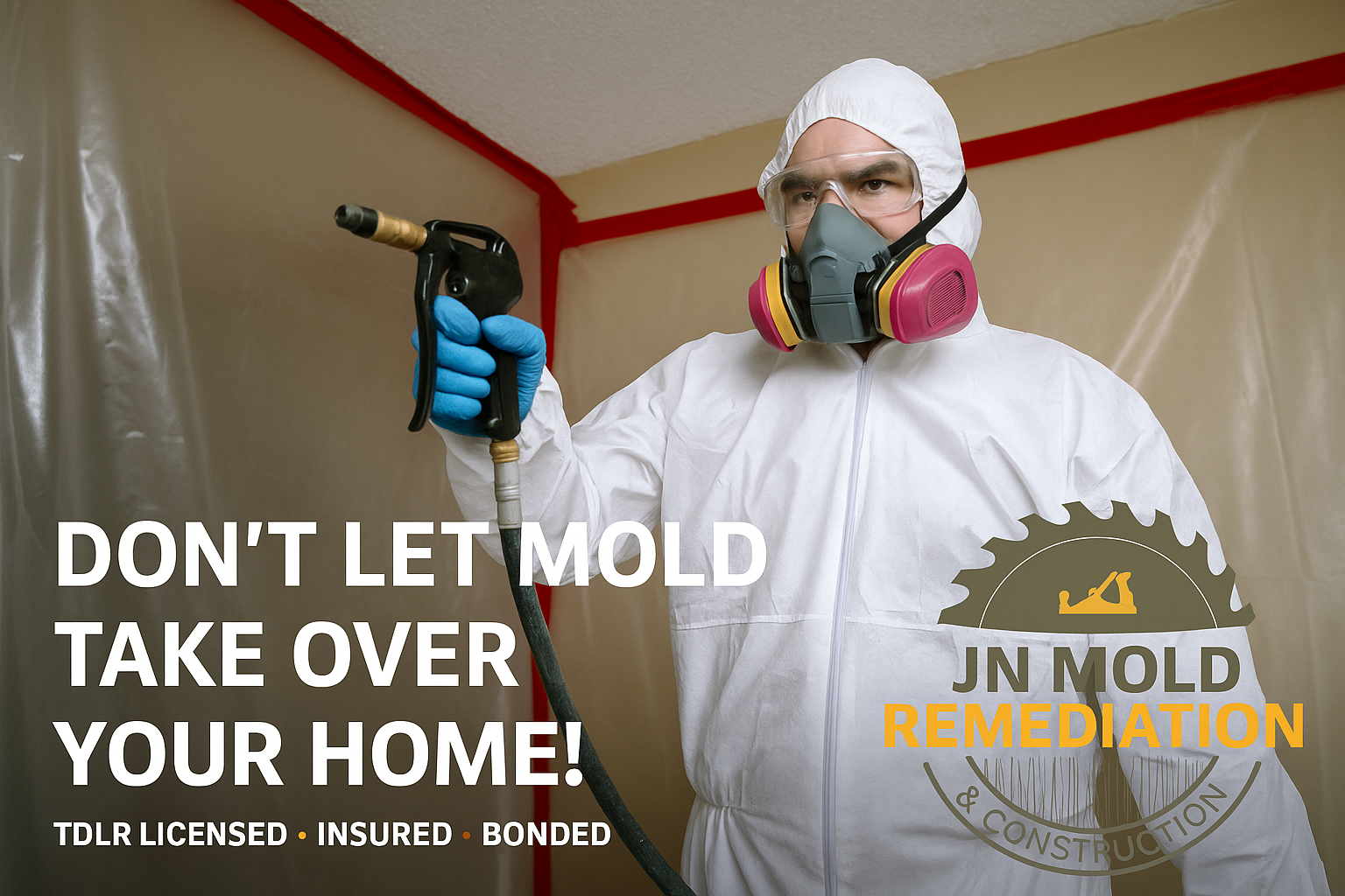 JN Mold Remediation technician in PPE
